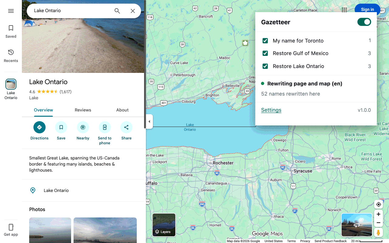 Gazetteer preview